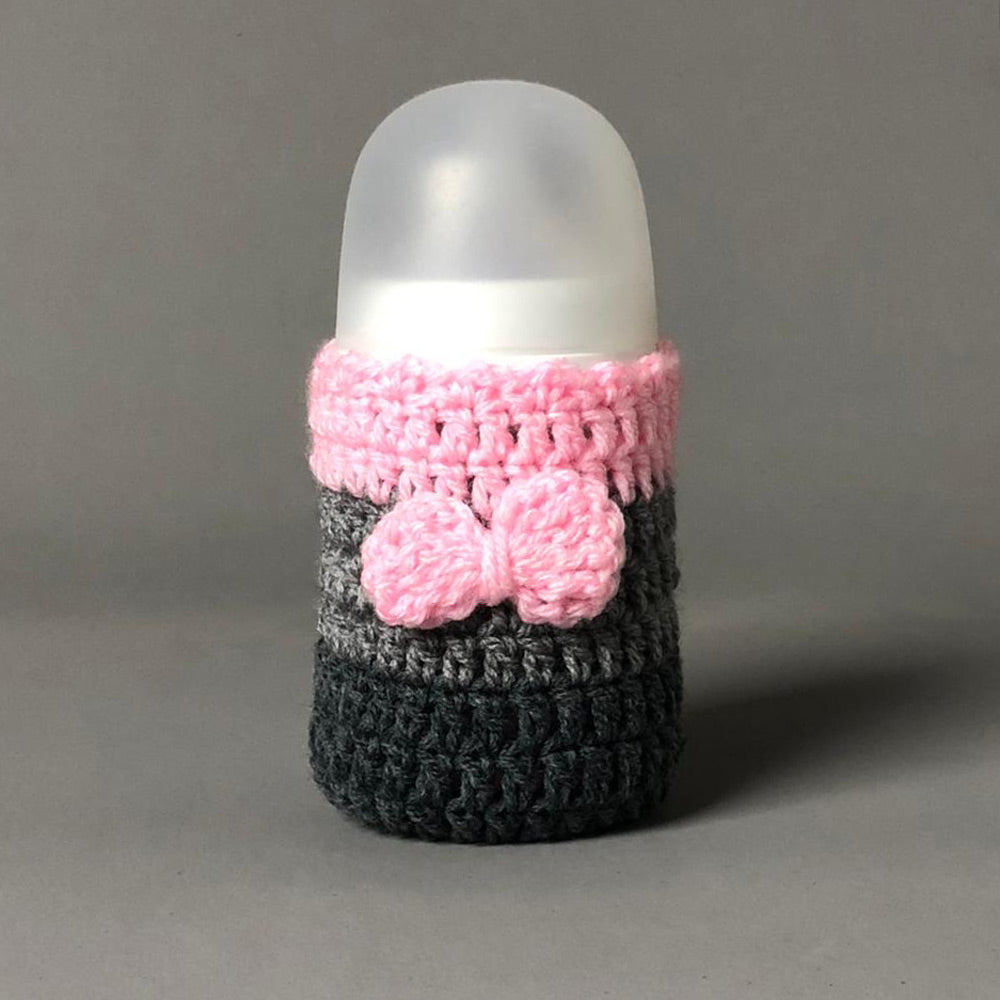 Handmade Crochet Feeder Cover - Pink Bow Design