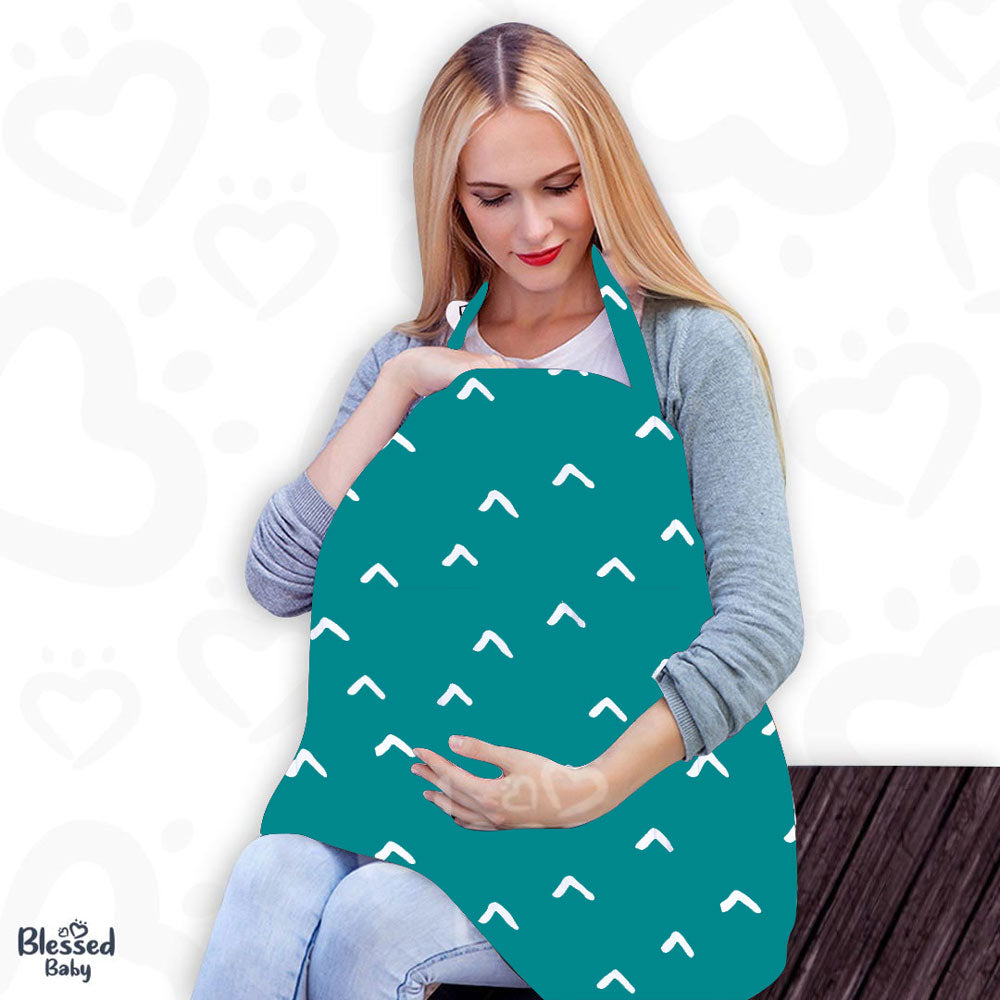Feeding Apron / Nursing Cover – Turquoise-Green Design