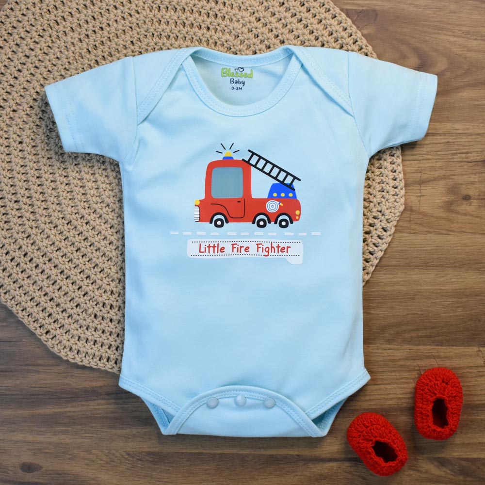 Baby Romper Fire Fighter Design Blue