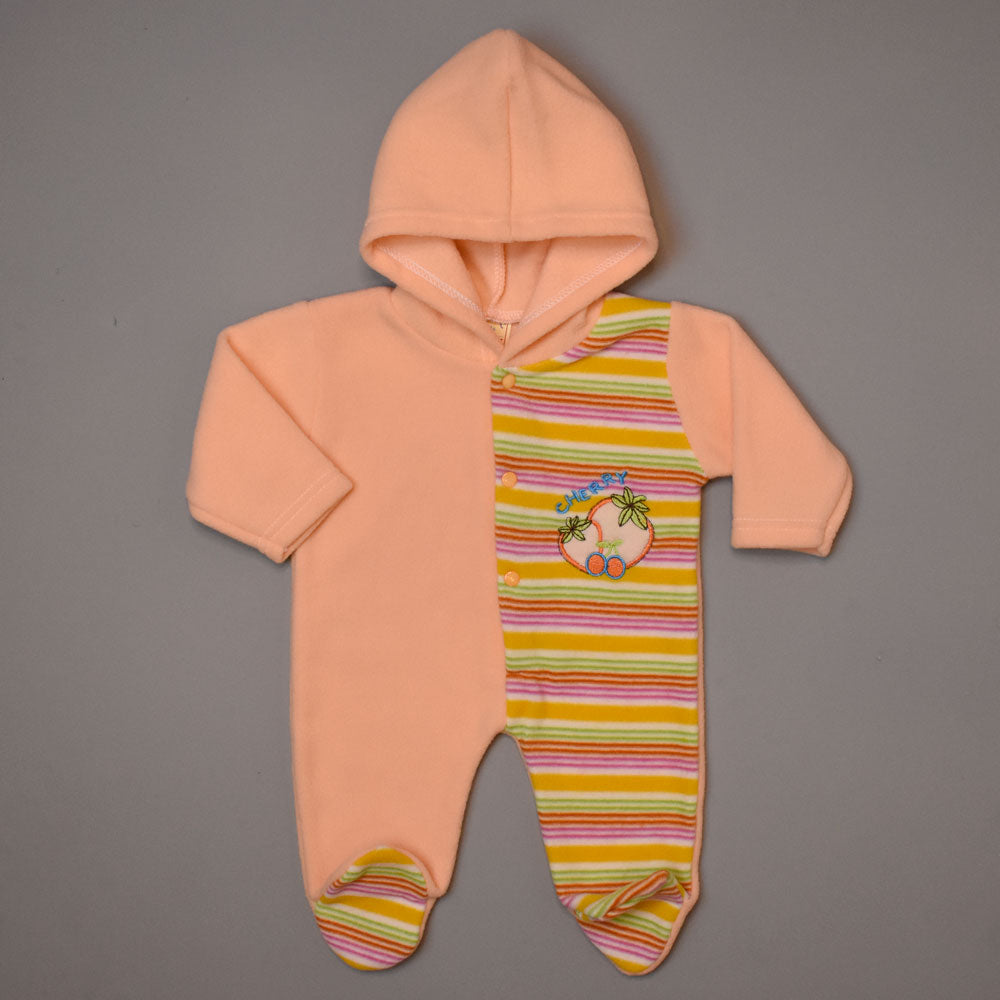 Fleece Full Rompers For Winters – Peach Colour 0-3 Months