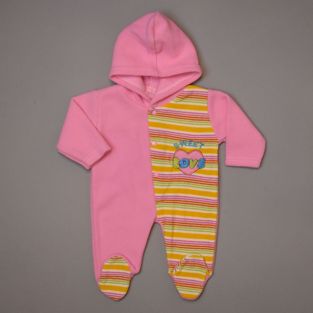 Fleece Full Rompers For Winters – Pink Colour 0-3 Months