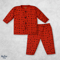 Night Suit For Baby – Heart Paw Theme Red Design