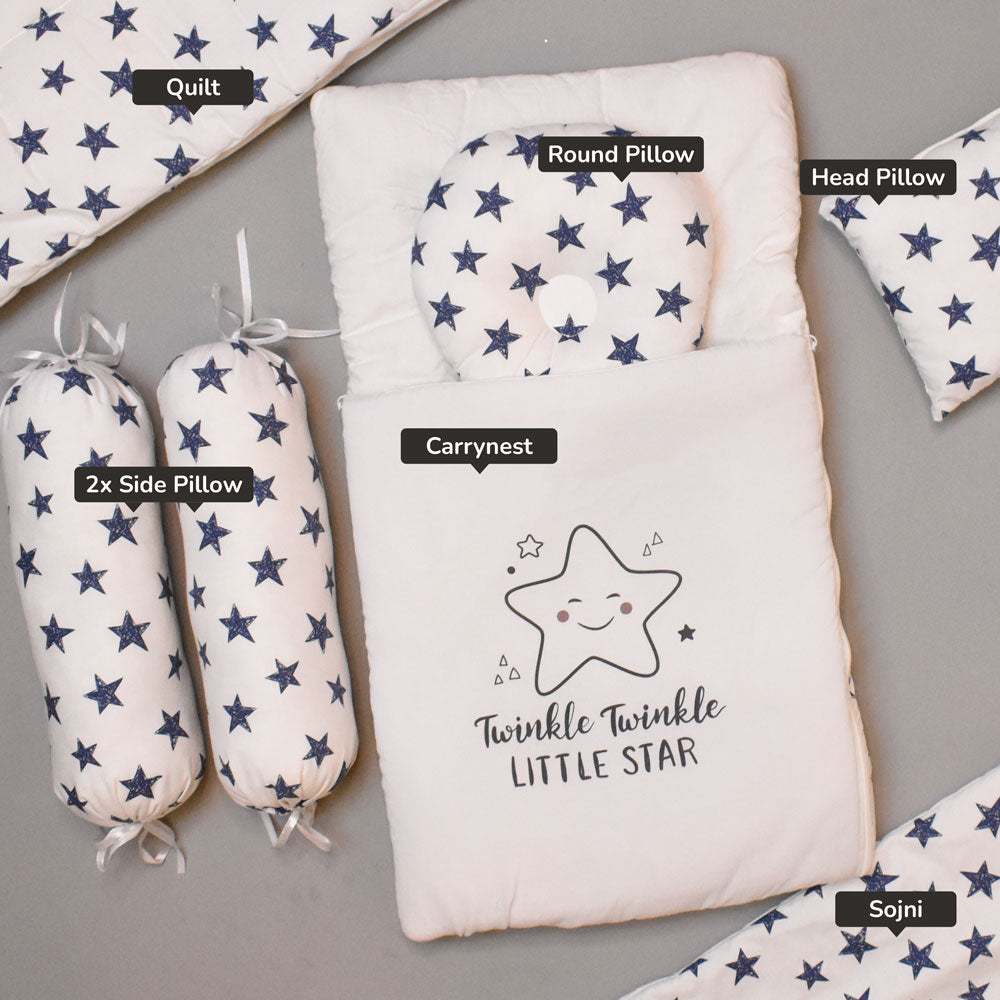 7pcs Bedding Set For Baby - Twinkle Blue Design