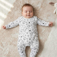 Baby Sleep Suit - Milk Design Bluish Grey Colour