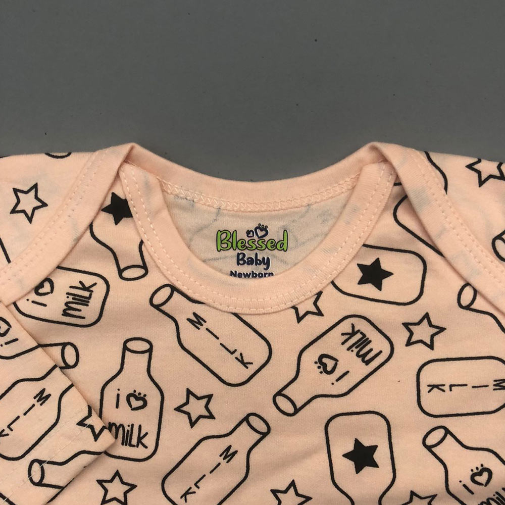 Half Leg Romper - Milk Design Peach Colour