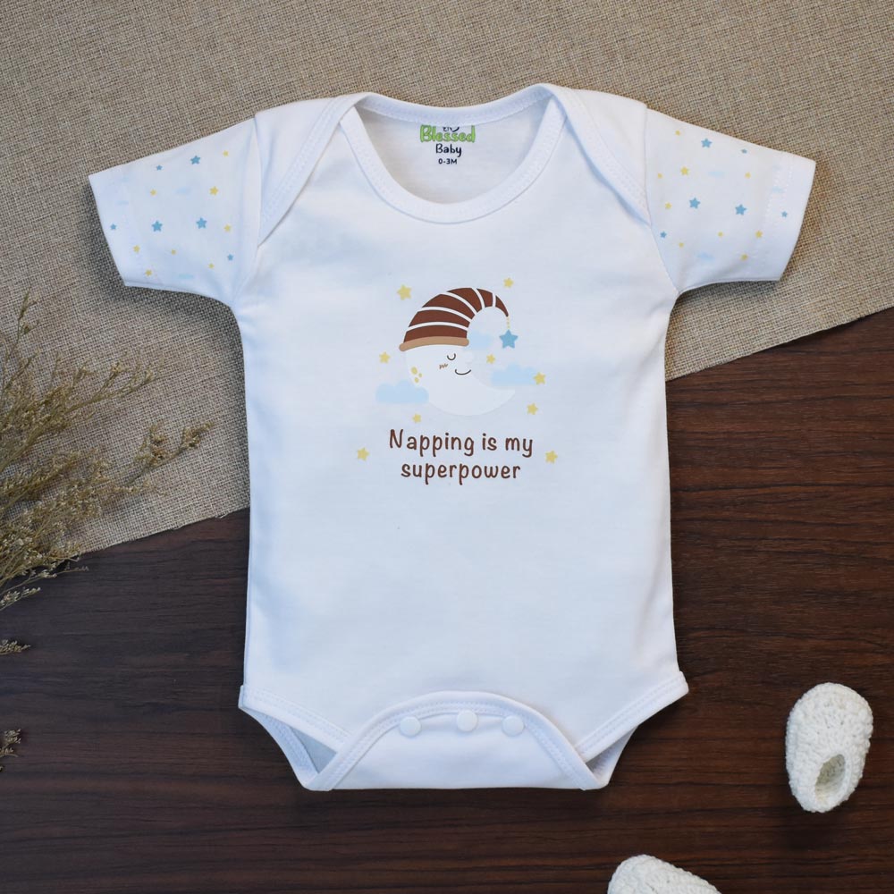 Baby Romper Moon Design White