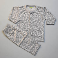 Night Suit For Baby – Grey Alphabet Design