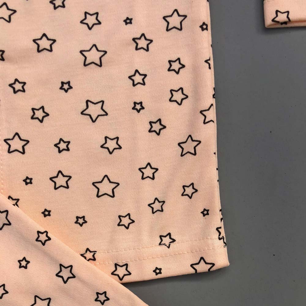 Night Suit For Baby – Star Design Peach Colour
