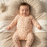 Baby Sleep Suit - Star Design Peach Colour