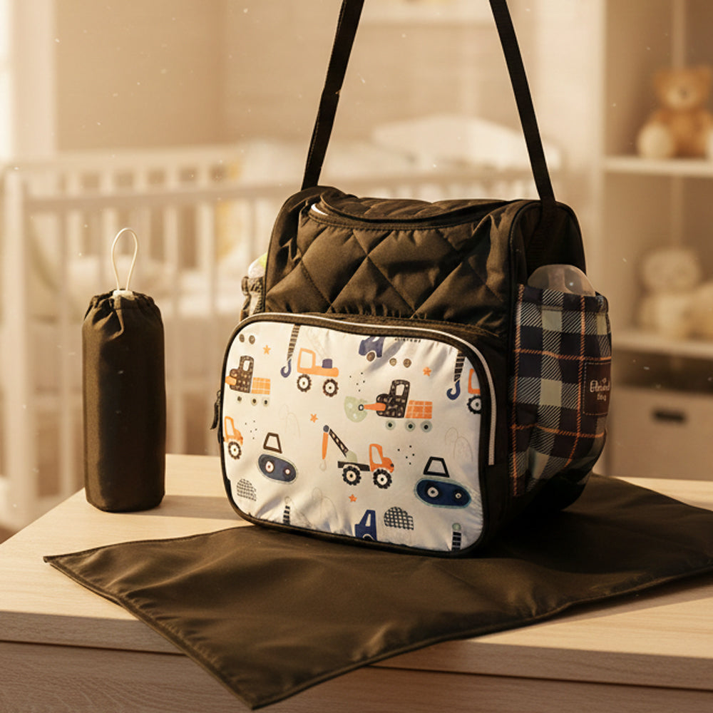 Baby Diaper Bag (All-in-One Traveler) White Truck Design
