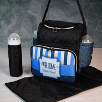 Baby Diaper Bag (All-in-One Traveler) Blue Welcome Design