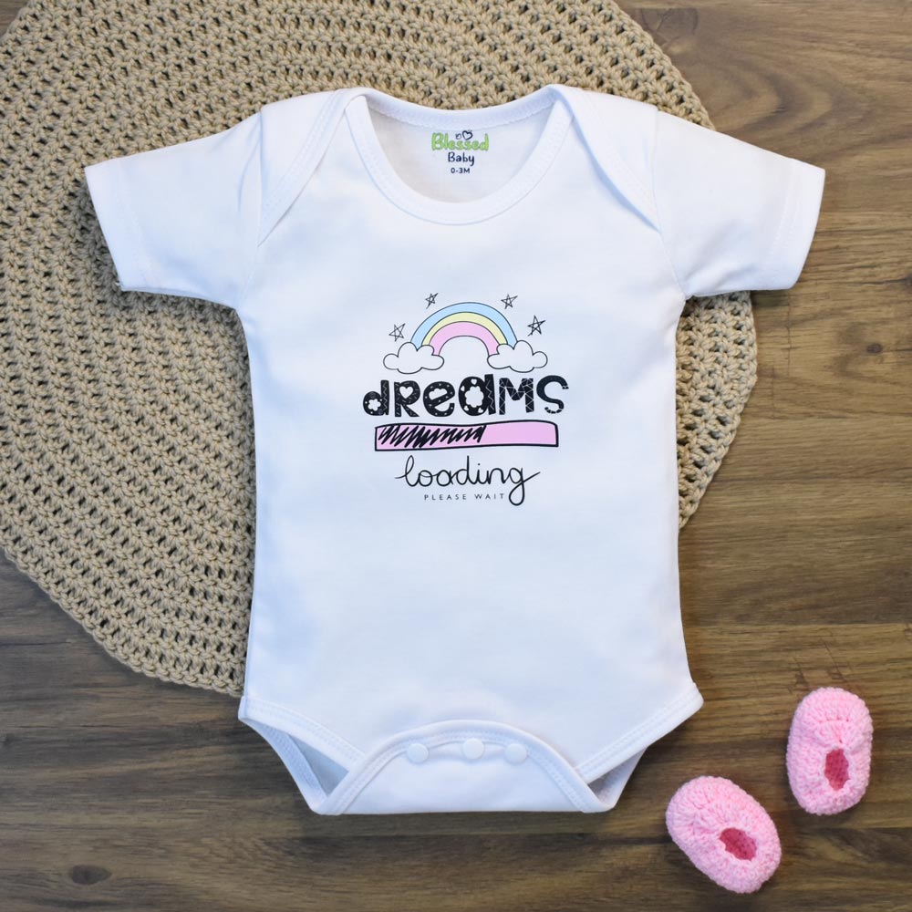 Baby Romper Dreams Design White