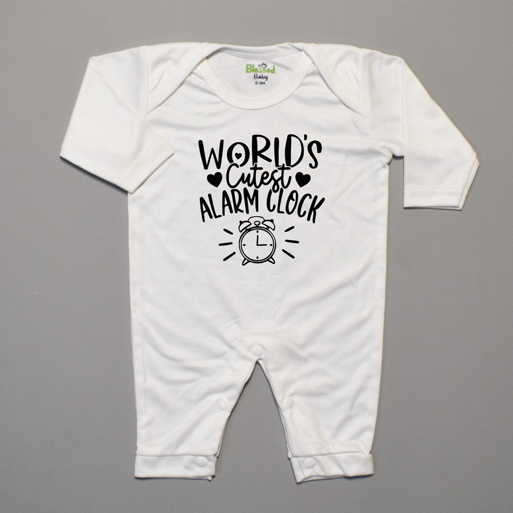 Romper For Baby – Half Leg white Alarmclock