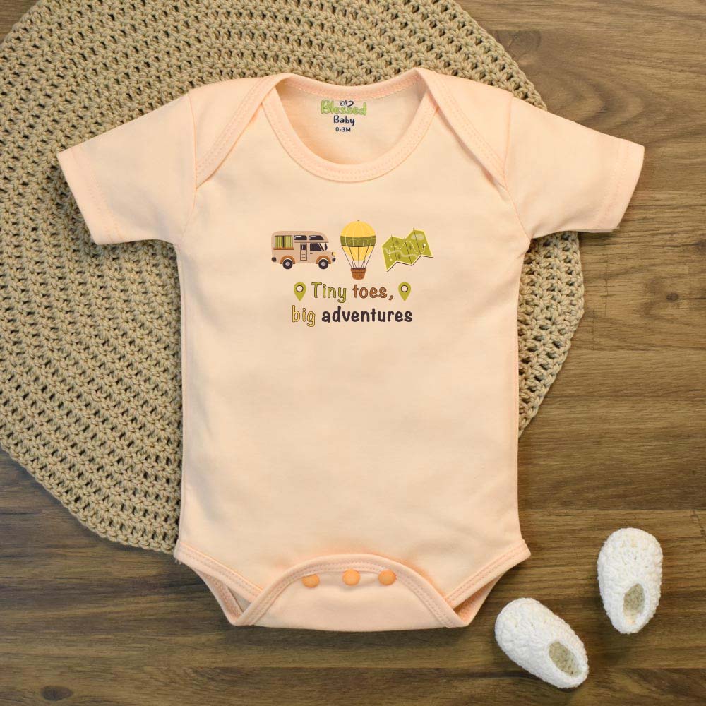 Baby Romper Adventure Design Peach