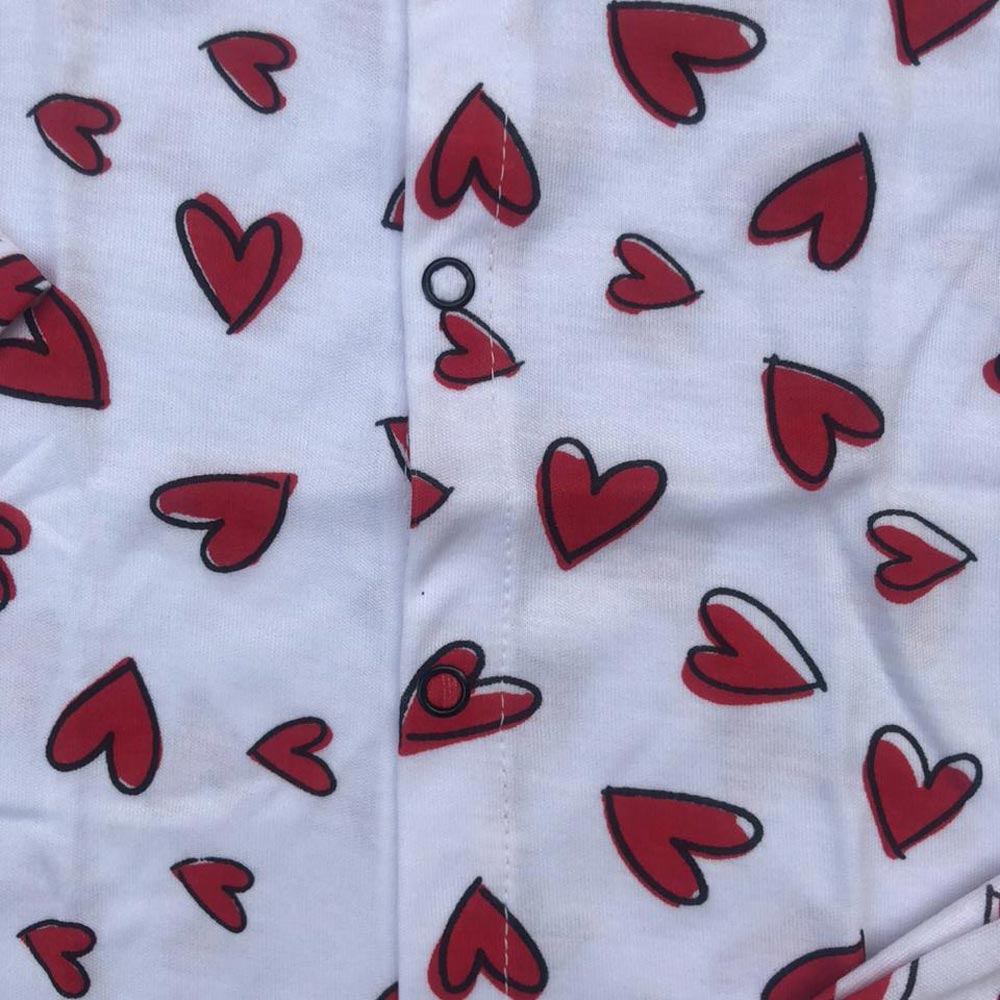Night Suit For Baby – Hearts Design White Colour