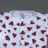 Night Suit For Baby – Hearts Design White Colour