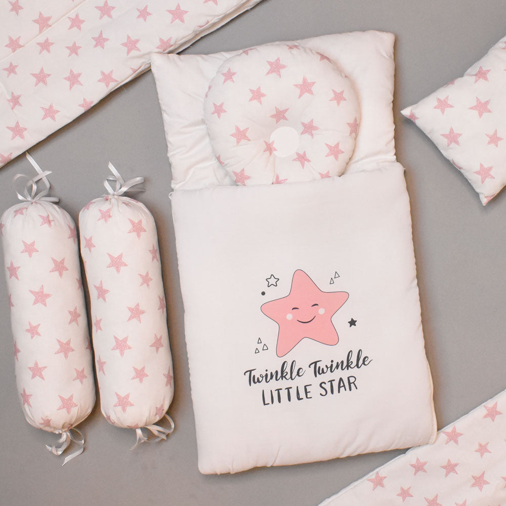 7pcs Bedding Set For Baby - Twinkle Pink Design