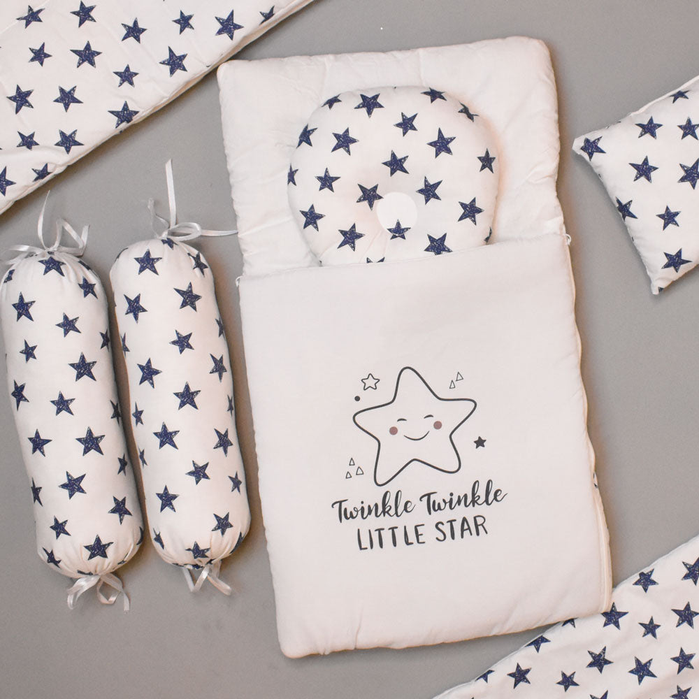 7pcs Bedding Set For Baby - Twinkle Blue Design