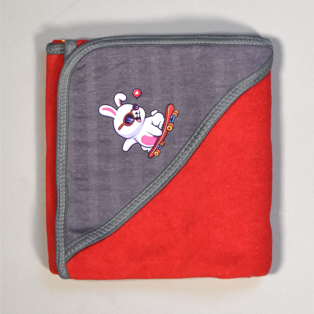 Bath Towel With Hood Red Rabbit